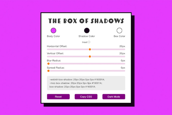 A CSS box shadow generator