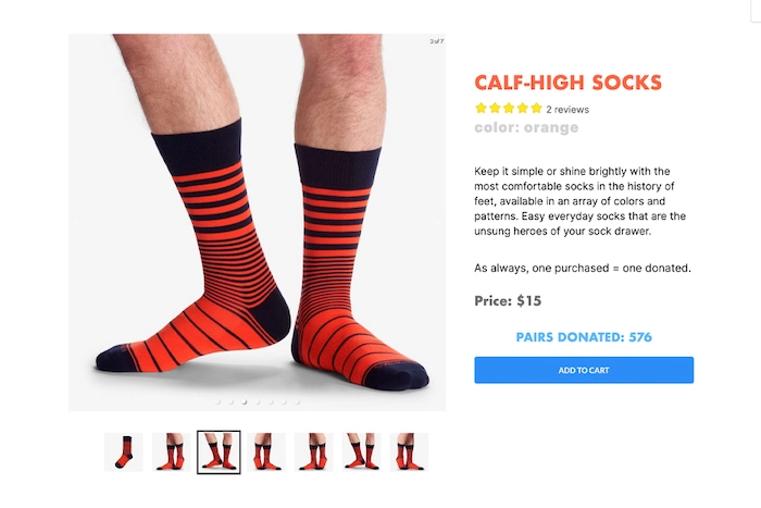 Bombastic is a mock e-commerce website inspired by the sock apparel company called Bombas.