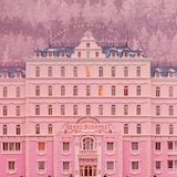 An image of the exterior hotel setting in Wes Anderson's film The Grand Budapest Hotel.