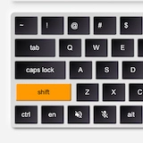 A close-up image of the lower left corner of a digital keyboard, styled like an Apple magic keyboard.